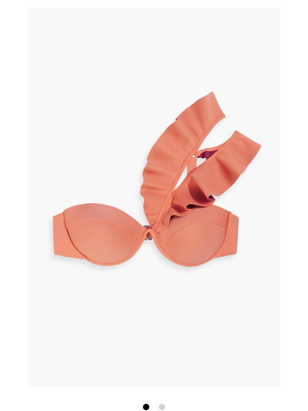Andrea Iyamah Coral Ruffled One-Shoulder Bikini Top